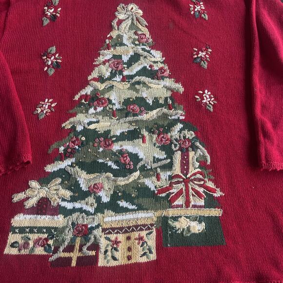 VINTAGE Heirloom Collectibles Sweater Womens 3X Red Christmas Tree Ugly 00s - Picture 5 of 10